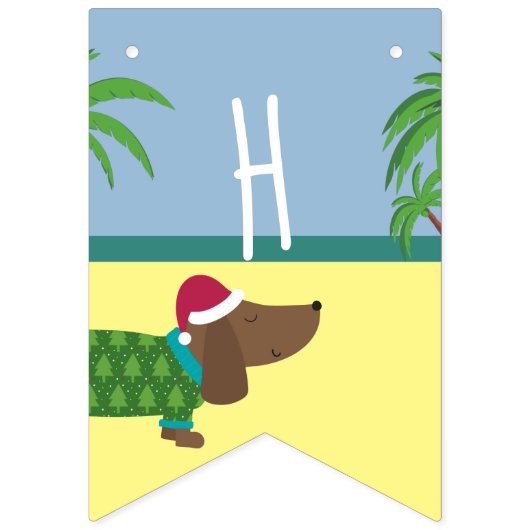 Bannière À Fanions Noël du chien chiot mignon en juillet (Deuxième drapeau)