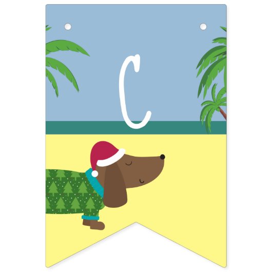 Bannière À Fanions Noël du chien chiot mignon en juillet (Premier drapeau)