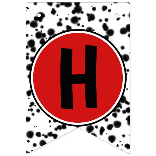 Bannière À Fanions Noir Blanc Rouge Dalmatien Bonne fête d'anniversai (Deuxième drapeau)