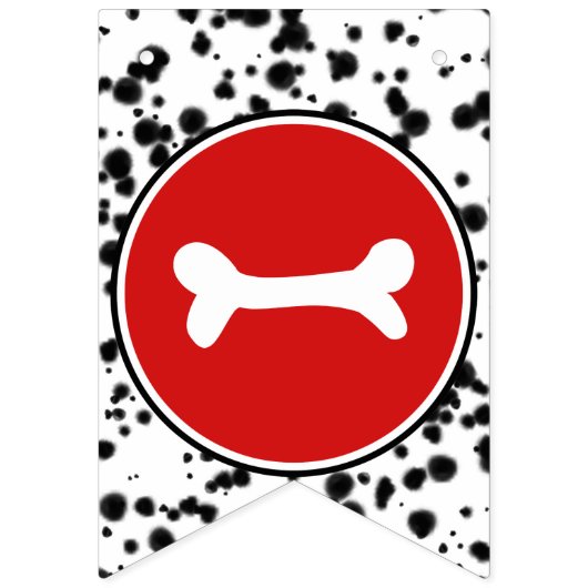 Bannière À Fanions Noir Blanc Rouge Dalmatien Bonne fête d'anniversai (Premier drapeau)