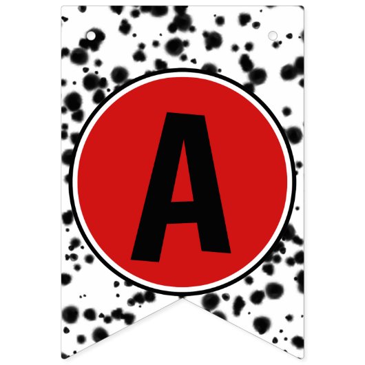 Bannière À Fanions Noir Blanc Rouge Dalmatien Bonne fête d'anniversai (Troisième drapeau)