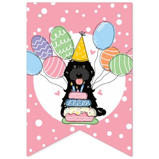 Bannière À Fanions Noir Cockapoo Cavapoo Chien fête d'anniversaire (Premier drapeau)