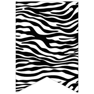 Bannière À Fanions Noir et blanc de motif de rayures de zèbre + vos