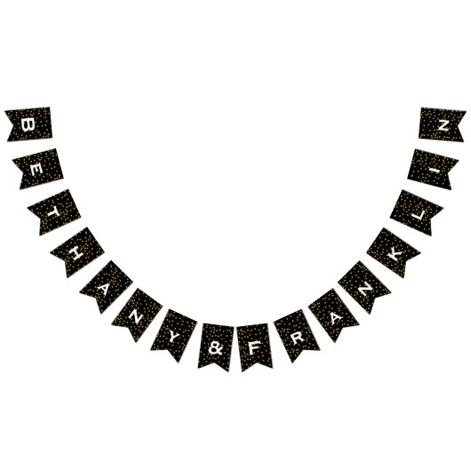 Bannière À Fanions Noir et blanc Random Gold Dot Patten Mariage (Tout)