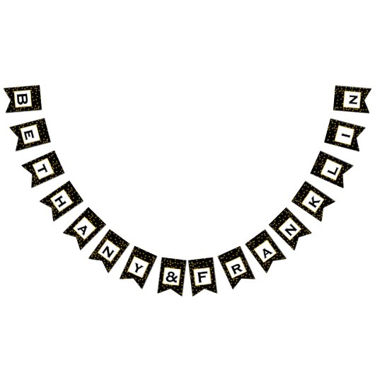 Bannière À Fanions Noir et blanc Random Gold Dot Patten Mariage (Tout)