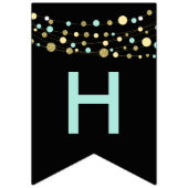 Bannière À Fanions noir Joyeux anniversaire drapeaux, lumières partie (Deuxième drapeau)