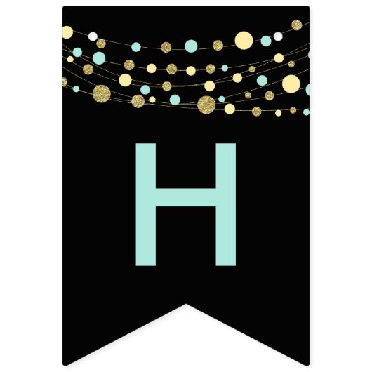 Bannière À Fanions noir Joyeux anniversaire drapeaux, lumières partie (Deuxième drapeau)