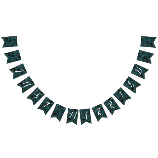 Bannière À Fanions Noir Turquoise Rose gothique Elégant Mariage (Tout)