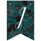Bannière À Fanions Noir Turquoise Rose gothique Elégant Mariage (Troisième drapeau)