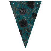 Bannière À Fanions Noir Turquoise Rose gothique Elégant Mariage (Troisième drapeau)