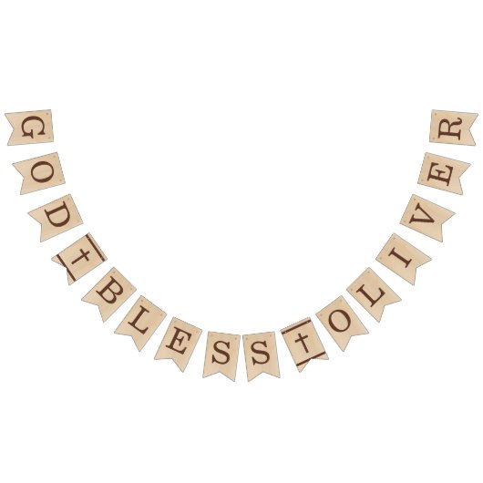 Bannière À Fanions Nom de Dieu béni Bois Brown Baptême Première commu (Tout)