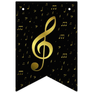 Bannière À Fanions notes de musique or
