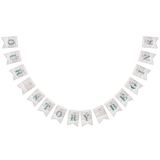 Bannière À Fanions Notre histoire commence White Wood Mariage Turquoi (Tout)