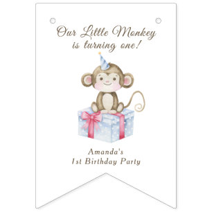 Bannière À Fanions Notre petit singe premier anniversaire
