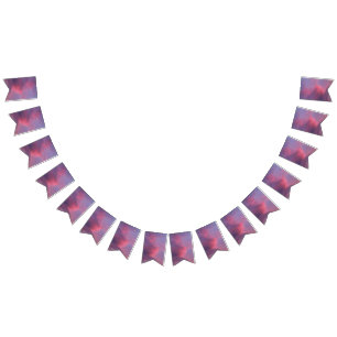 Bannière À Fanions Nuages roses bleus