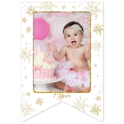 Bannière À Fanions Nutcracker Onederland 1st Birthday Photo Milestone (quatorzième drapeau)