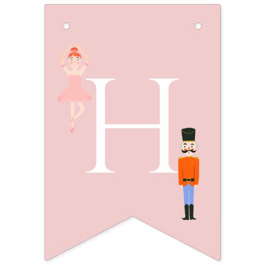 Bannière À Fanions Nutcracker Pink Christmas Tree Fête Anniversaire (Deuxième drapeau)