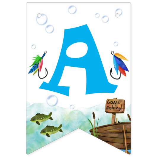 Bannière À Fanions O-fish-ally Petit pêcheur Pêche Anniversaire (Deuxième drapeau)