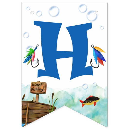 Bannière À Fanions O-fish-ally Petit pêcheur Pêche Anniversaire (Premier drapeau)