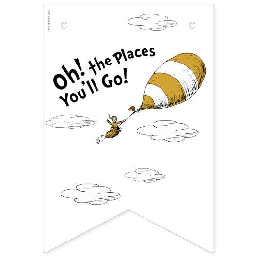 Bannière À Fanions Oh, Les Endroits Où Tu Vas Aller ! Graduation rétr (Premier drapeau)