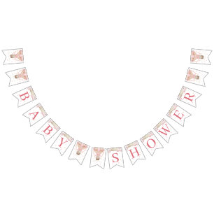 Bannière À Fanions On peut attendre le Baby shower de fille jumelle