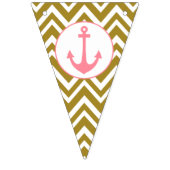 Bannière À Fanions Or métallique et blanc Chevron avec rose nautique (Premier drapeau)