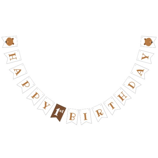 Bannière À Fanions Ours 1er anniversaire (Tout)