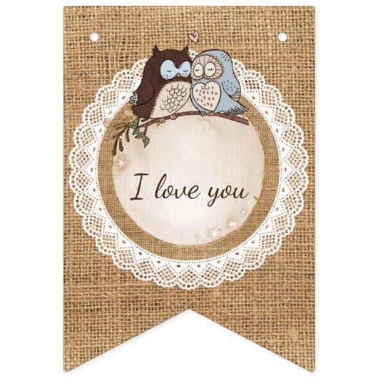 Bannière À Fanions Owl Toujours Aimez-Vous Mariage Décontracté Juste (Premier drapeau)