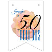 Bannière À Fanions Pale Peach Rose 50 et fabuleuse fête d'anniversair (Troisième drapeau)