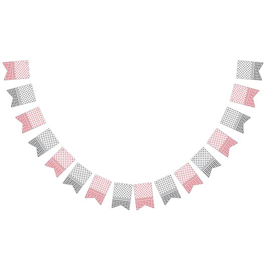 Bannière À Fanions Palestinien Noir & Rouge Keffiyeh (Tout)