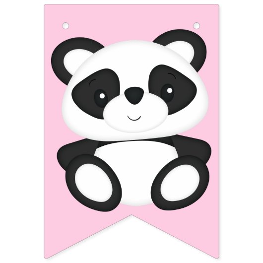 Bannière À Fanions Panda Rose Bear fête d'anniversaire (Premier drapeau)