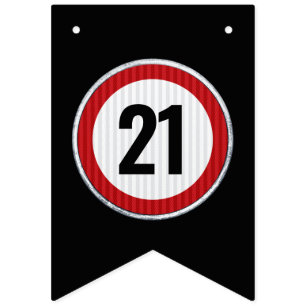 Bannière À Fanions Panneau de limitation de vitesse pour 21 ans - TOU
