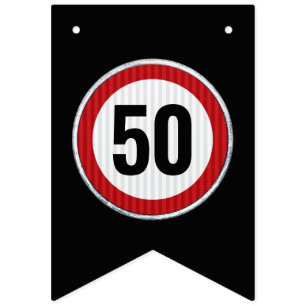 Bannière À Fanions Panneau de limitation de vitesse pour 50e annivers