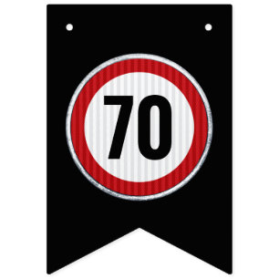 Bannière À Fanions Panneau de limitation de vitesse pour 70e annivers