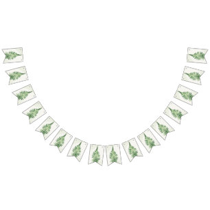 Bannière À Fanions Panneau de mariage aux fougères vertes minimaliste