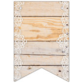 Bannière À Fanions Panneau En Bois Clair Avec Dentelle Blanche (Premier drapeau)