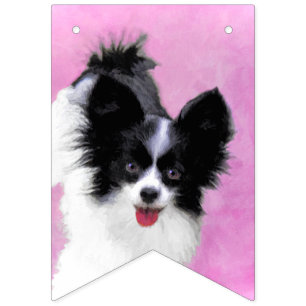 Bannière À Fanions Papillon (blanc et noir) Peinture - Chien Art