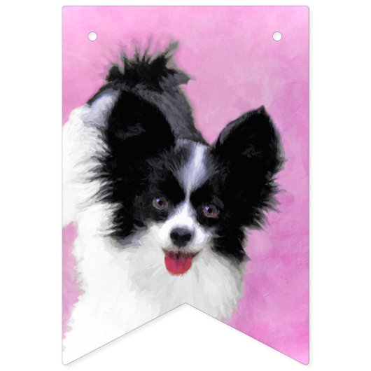 Bannière À Fanions Papillon (blanc et noir) Peinture - Chien Art (Premier drapeau)
