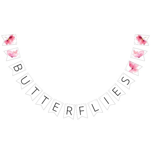 Bannière À Fanions Papillons Fête de Mariage Florale (Tout)