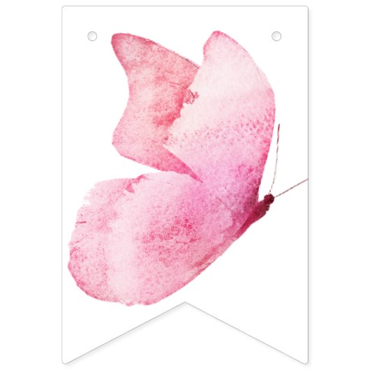 Bannière À Fanions Papillons Fête de Mariage Florale (Deuxième drapeau)