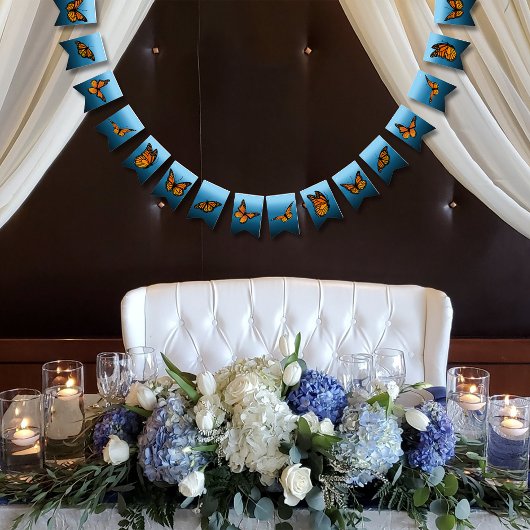 Bannière À Fanions Papillons Monarque Blue Ombre