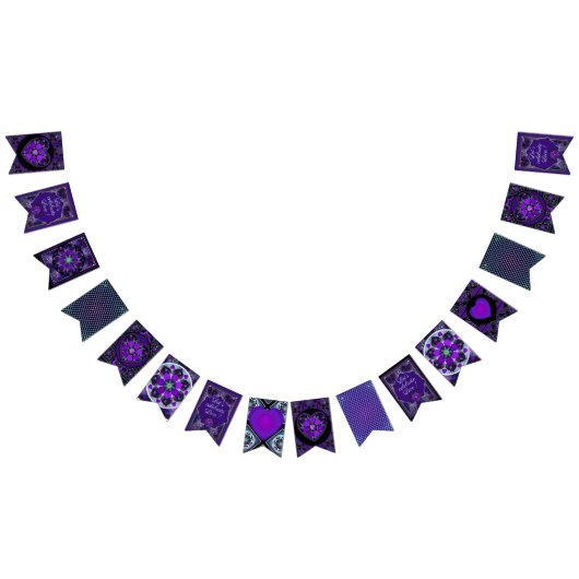 Bannière À Fanions Parapluie violet & coeurs .7 (Tout)