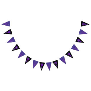 Bannière À Fanions Parapluie violet & coeurs .7