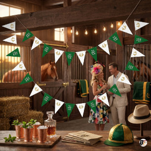 Bannière À Fanions Parle Derby à Moi Parti Vert & Or Fer à Cheval