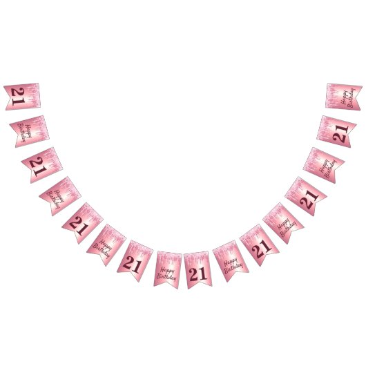 Bannière À Fanions Parties scintillant Chic Blush Rose Drithday (Tout)