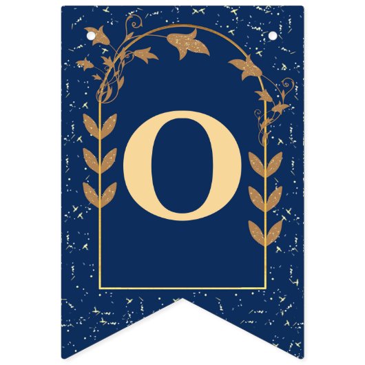 Bannière À Fanions Parties scintillant d'or bleu marine Notre jour de (Deuxième drapeau)