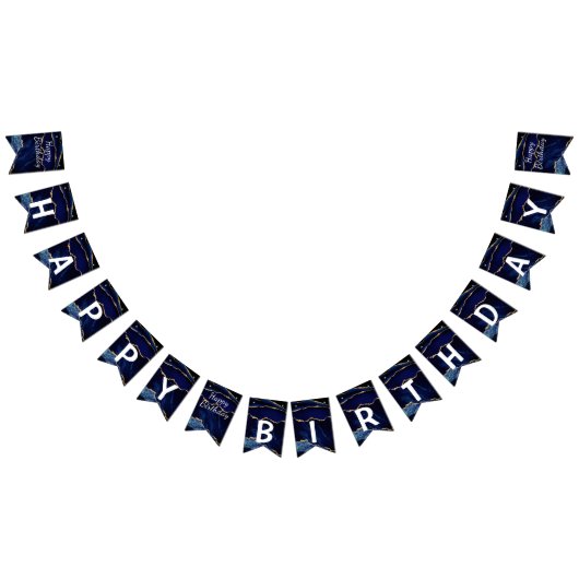 Bannière À Fanions Parties scintillant en or bleu de la Marine drapea (Tout)