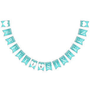 Bannière À Fanions Parties scintillant Ombre Turquoise Turquoise SWEE
