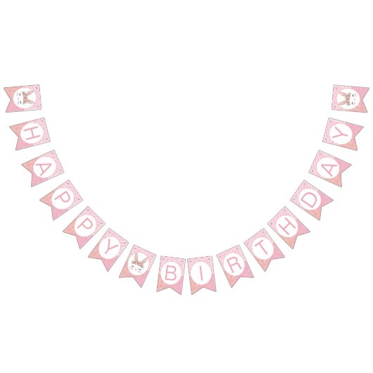 Bannière À Fanions Parties scintillant rose Bunny Joyeux bandeau de f (Tout)