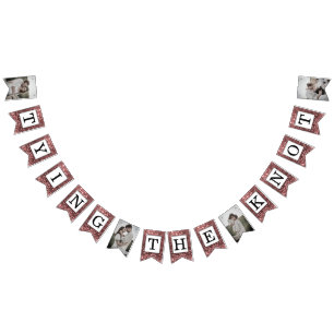 Bannière À Fanions Parties scintillant rose Or Liant Le Knot Photo Bu